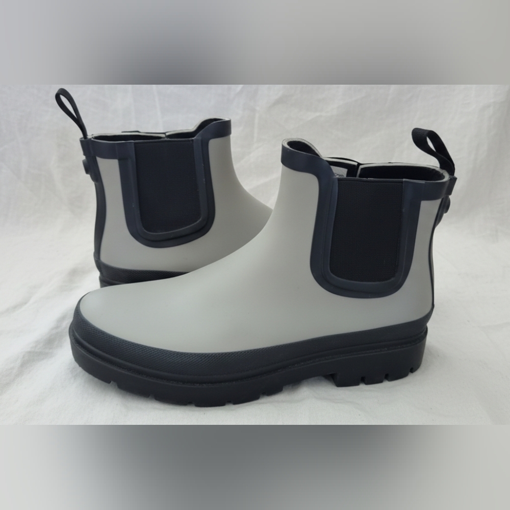 Gray and Black Chelsea Rain Boots